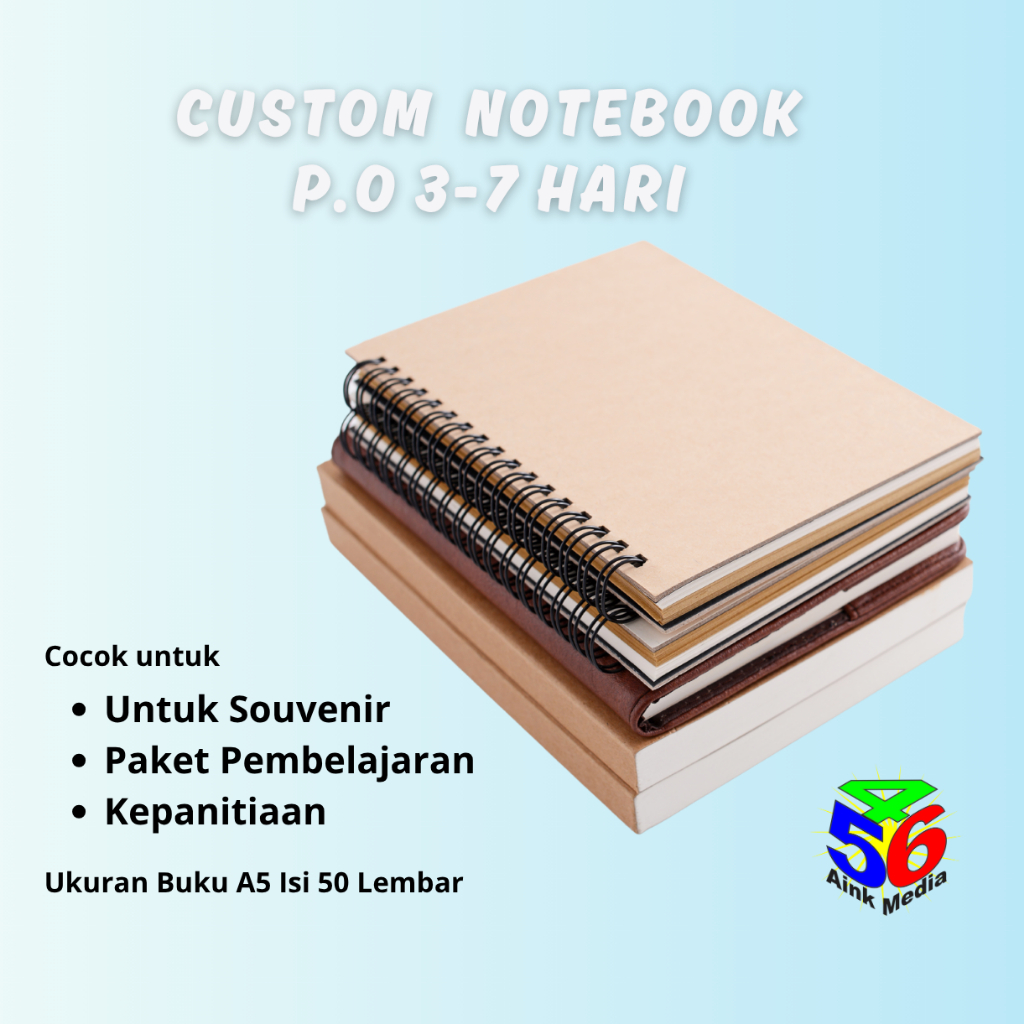 

CETAK Custom Spiral Notebok / Custom Sampul Buku Pilihan Isi Kertas Polos, Garis, Kotak dan Titik.
