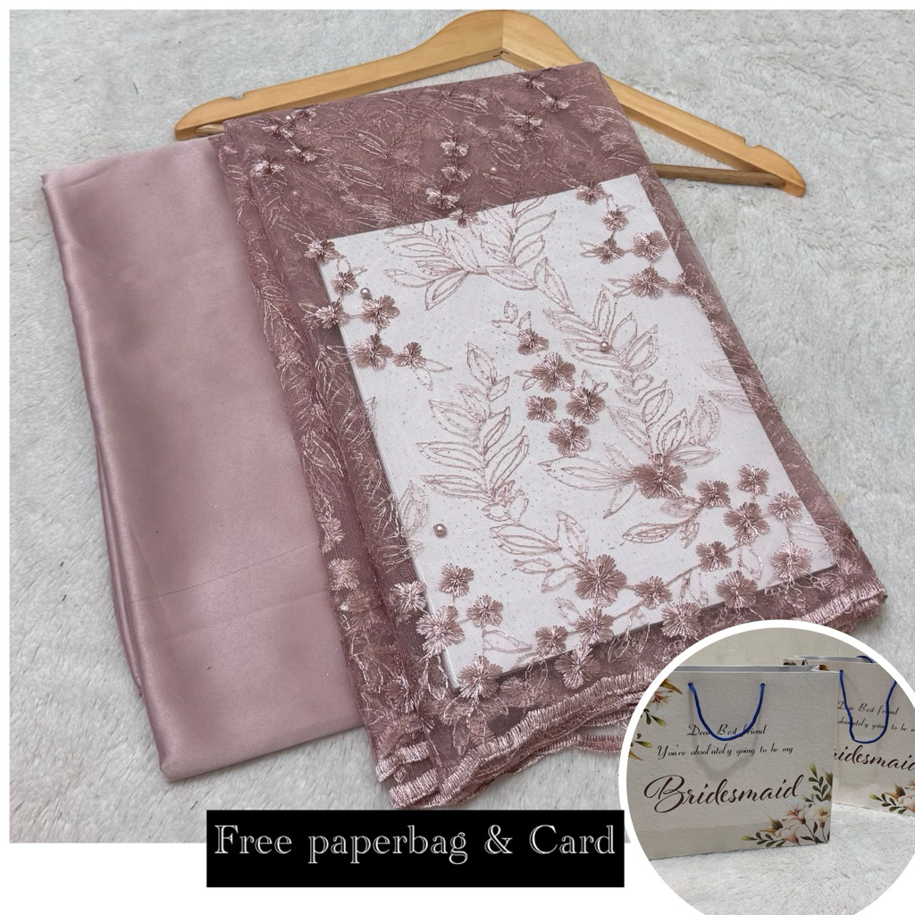 Set/Paket Kain Bridesmaid Tile Sakura & Satin Velvet (Furing)