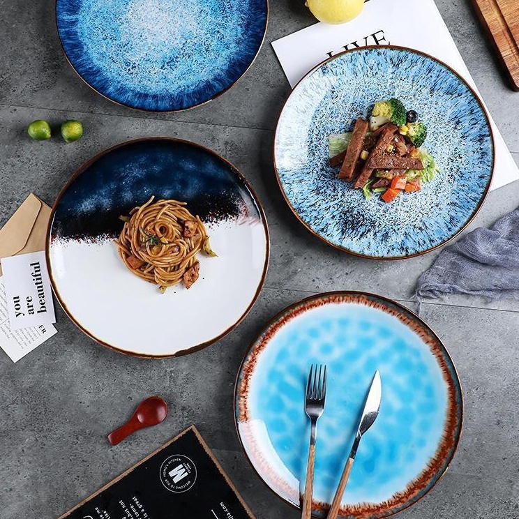 Terbaru HHS Piring Keramik Motif Blue Sky  Piring Motif Jepang 2cm