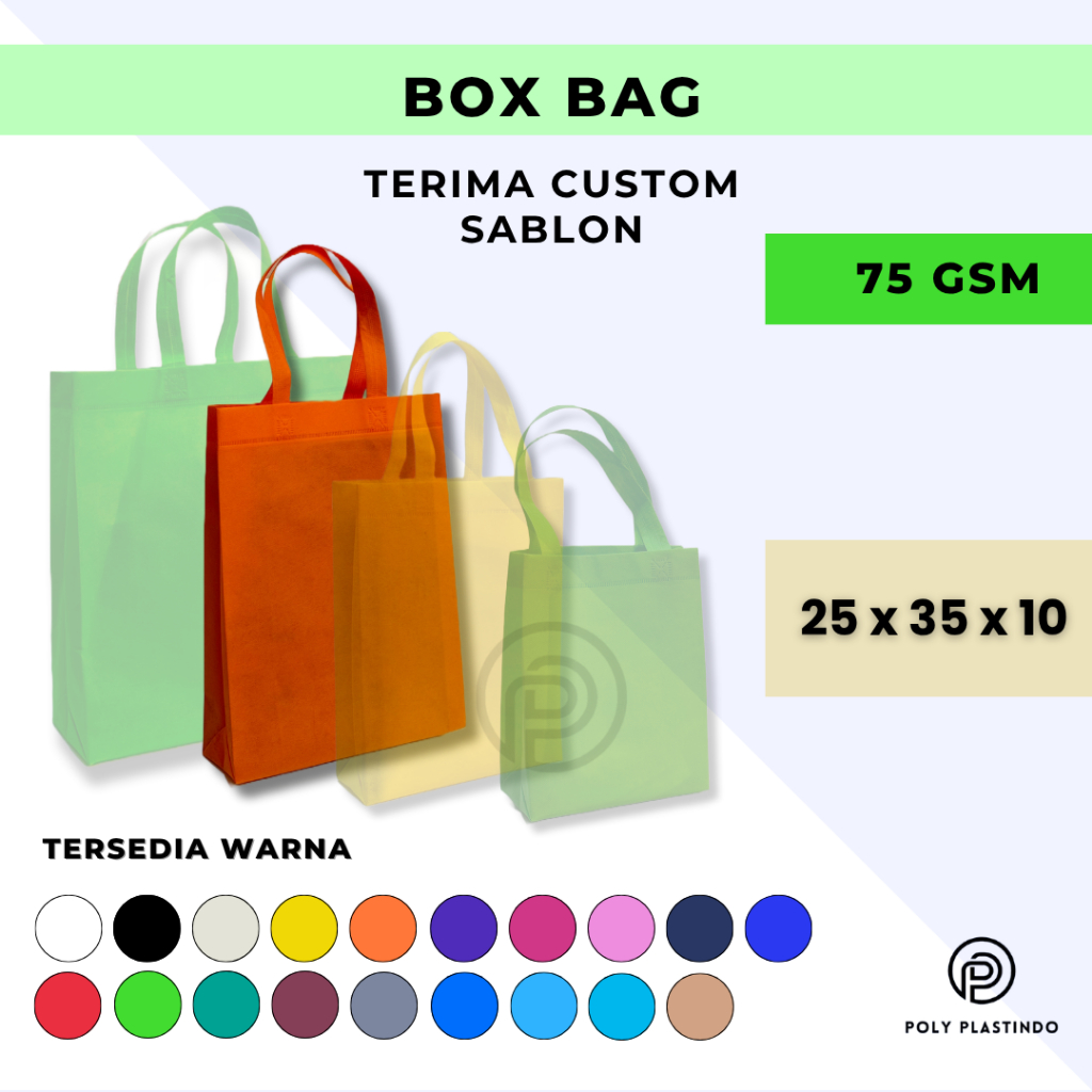 

Goodie Bag Tas Belanja Tas Spunbond Box Bag Readystock 25x35x10 cm