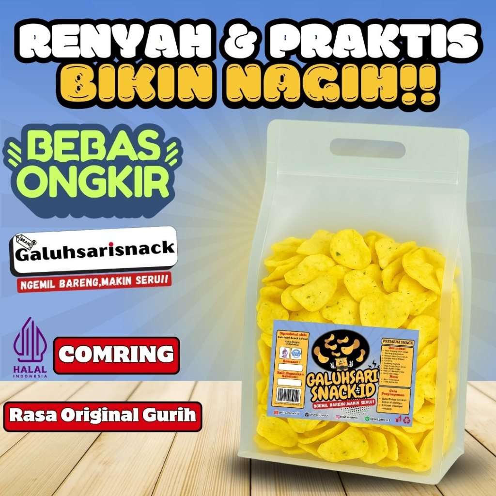

Cemilan kecimpring Comring Daun Bawang Rasa Original Gurih Kiloan Keripik Renyah Praktis Nikmat