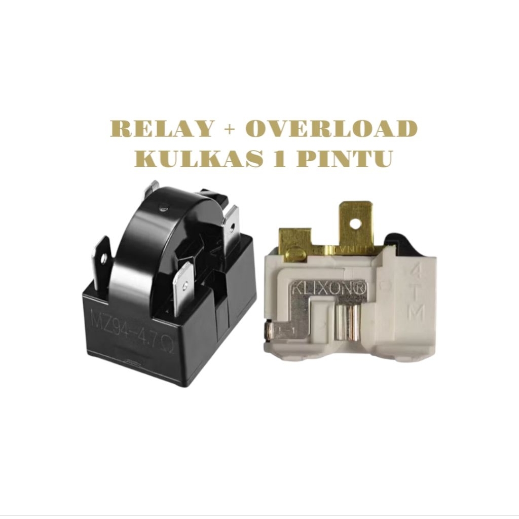 (1-8) Relay + Overload Kulkas 1 Pintu PTC Relay Overload Kulkas 1 Pintu (1 Set)