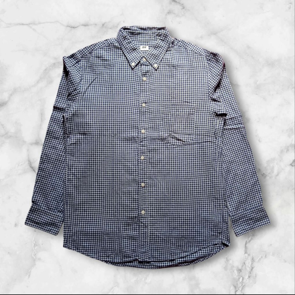 Kemeja Flanel Uniq|o Original - Kemeja Second Branded - Kemeja Pria Casual Lengan Panjang Motif Kota
