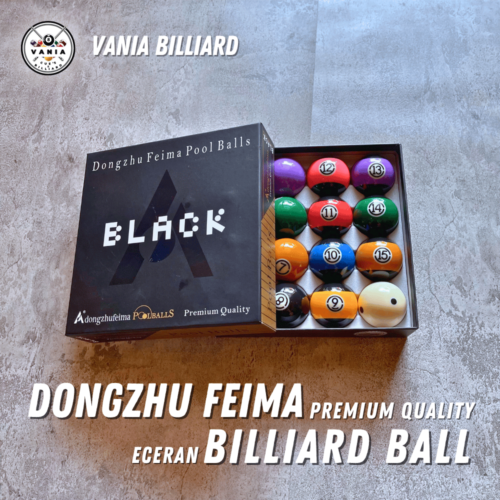 Eceran Bola Billiard Dongzhu Feima Black | BOLA BILLIARD 9FEET IMPORT TAIWAN BILLIARDS BALL 2 1/4" E