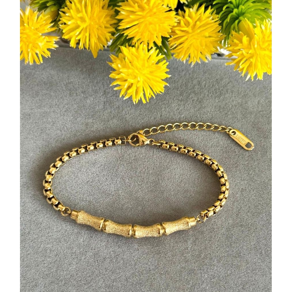 Gelang bambu titanium gold
