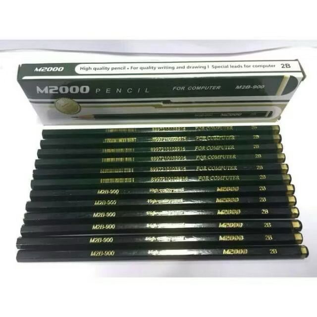 

12 pcs Pensil M2000 Hijau 2B tinta halus Selusin
