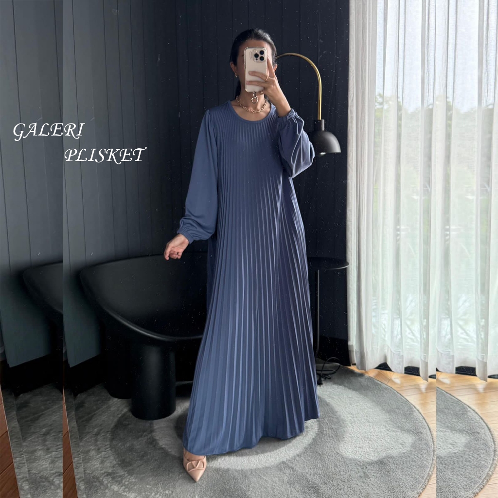 Gamis Plisket Tangan Karet / Dres Plisket Mayung / Gamis Tangan Karet Plisket Mayung
