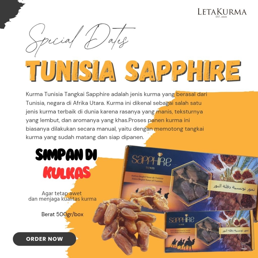 

Kurma Tunisa Tangkai Palmfrutt Saphire Royal Sunfruit