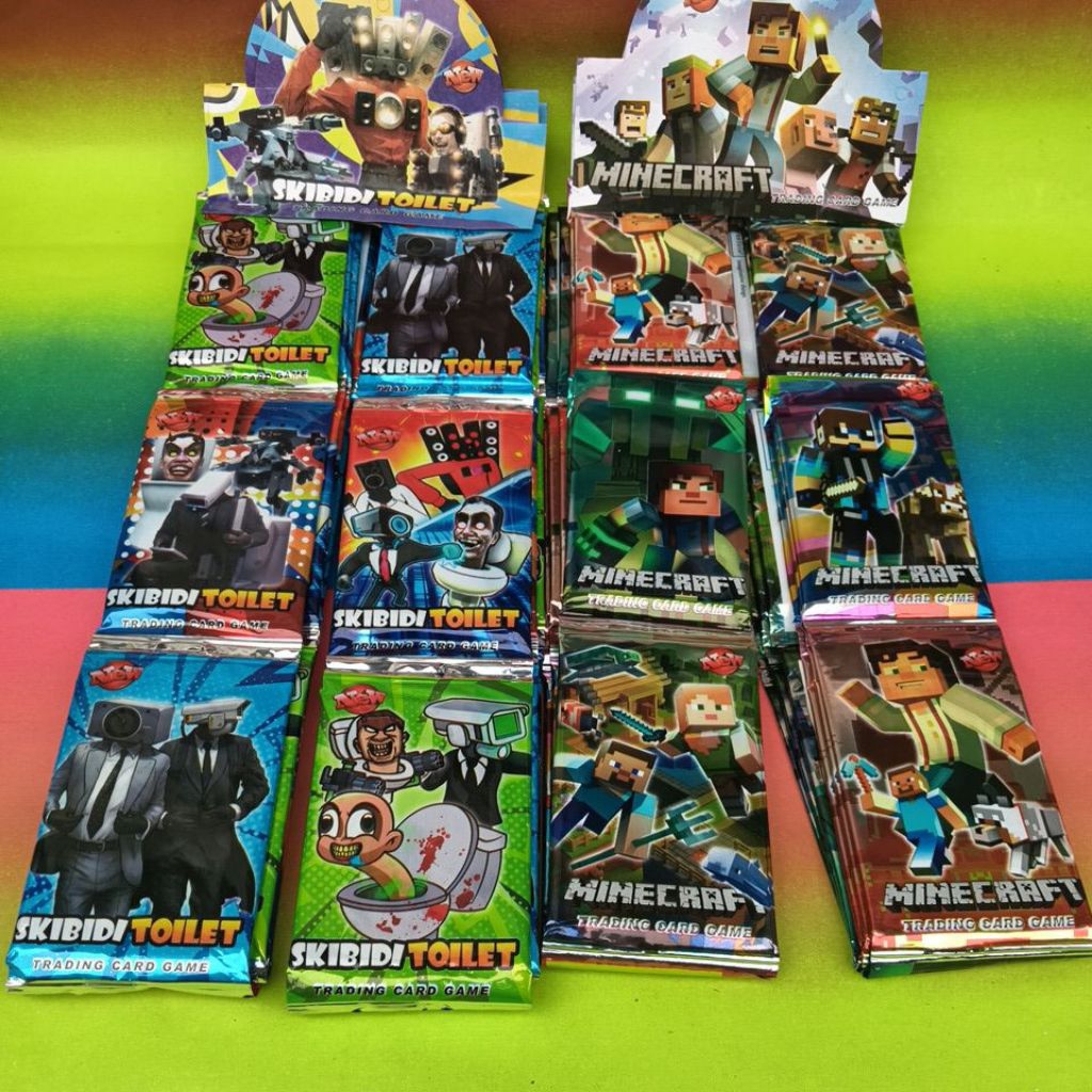 12 sachet Mainan Kartu Gambar Minecraft Skibidi Toilet New impor Trading Card Game Naruto Version