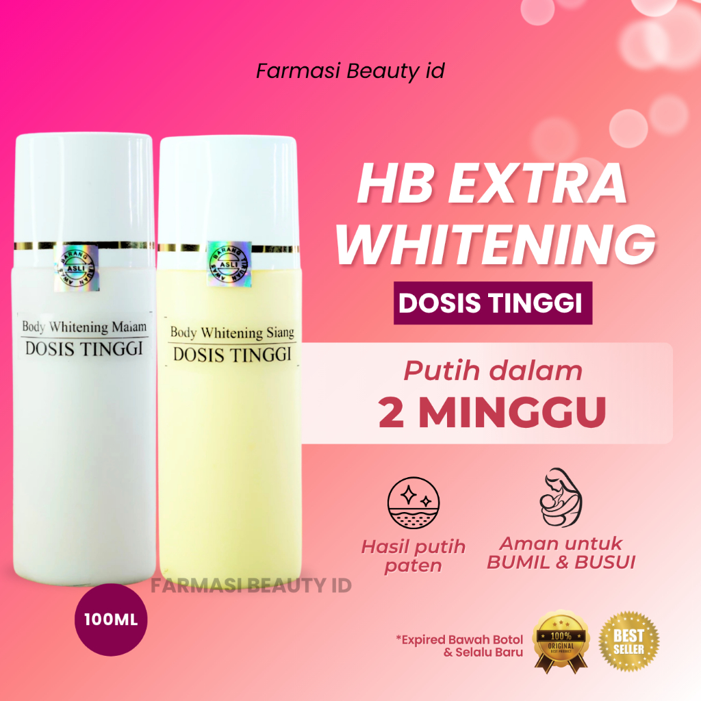 [ORIGINAL] HB Extra Whitening Dosis Tinggi BPOM - Handbody Whitening Pemutih Badan Dosting Glowing 1