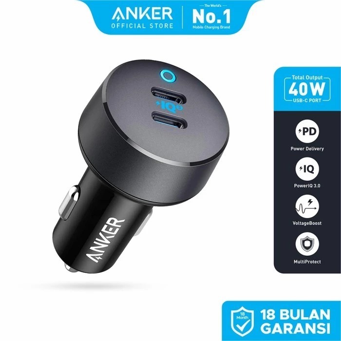 Anker Car Charger Mobil 40W Dual Port USB Type C LIMITED EDITION