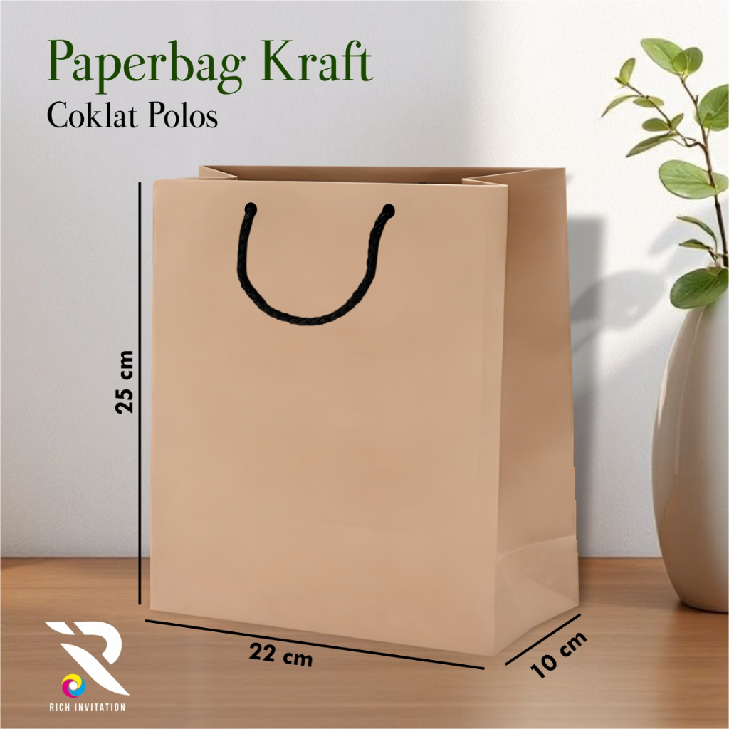 

[12PCS] PAPER BAG KRAFT COKLAT POLOS - TAS SOUVENIR PERNIKAHAN BAHAN KRAFT UKURAN 22 x 25 x 10 CM