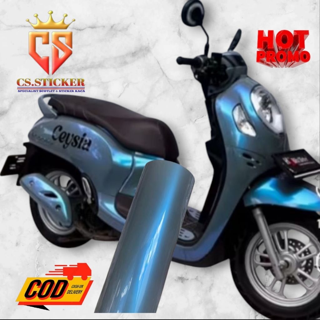 Stiker Skotlet Abu lembayung biru scotlite magic candymetalik sticker grey lembayung biru