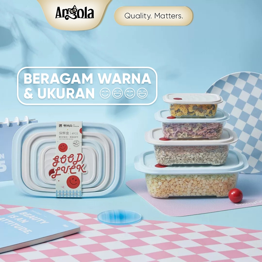 ANGOLA Food Container Microwafe Safe 3PCS L47-L49 Kotak Penyimpanan Kulkas/Kotak Bekal Makanan/Lunch Box