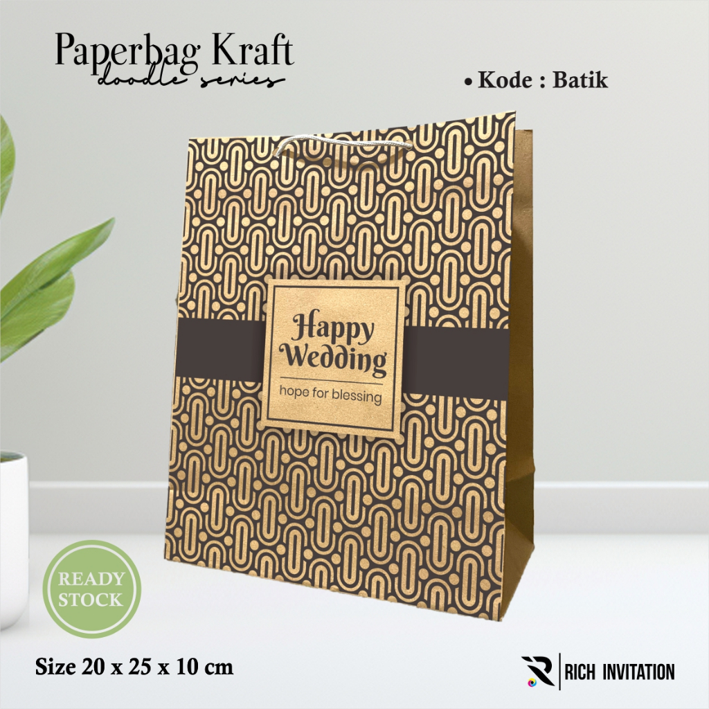 

[12PCS] PAPER BAG SABLON MOTIF BATIK UKURAN 20 X 25 X 10 CM READY STOCK LUSINAN