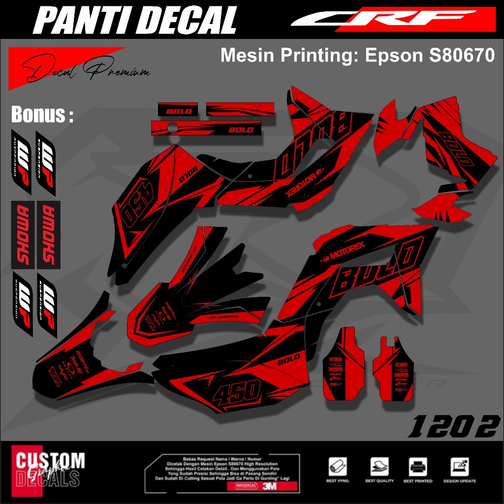 Decal CRF 150L Aksesoris Supermoto Fullbody - DECAL CRF CUSTOM PAPAN NOMOR