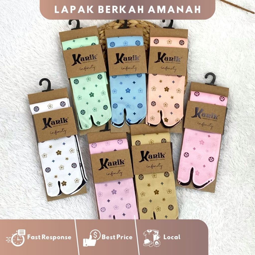 Kanik Kaos Kaki Muslimah Jempol Printing Motif Button Warna Random
