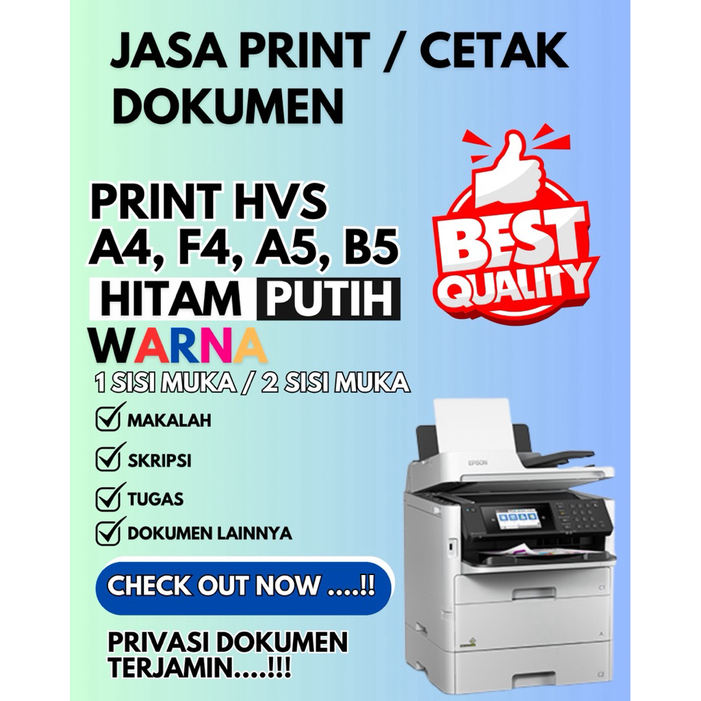 

PRINT / CETAK DOKUMEN F4, A4, A5, B5 MAKALAH, LAPORAN DAN DOKUMEN LAINNYA