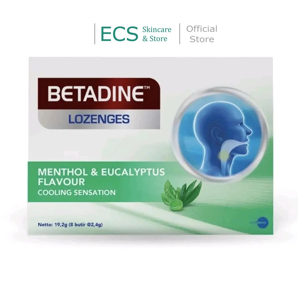 

[BIG SALE] Betadine Lozenges Menthol & Eucalyptus Cooling Sensation - 19,2g (8 Tablet) Hisap Melegakan Tenggorokan Betadine Mentol