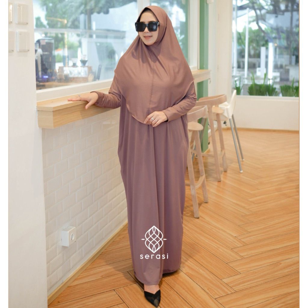SERASI NABILA ABAYA SET HIJAB jersey premium jumbo syari kaftan gamis dress wanita muslim mewah eleg