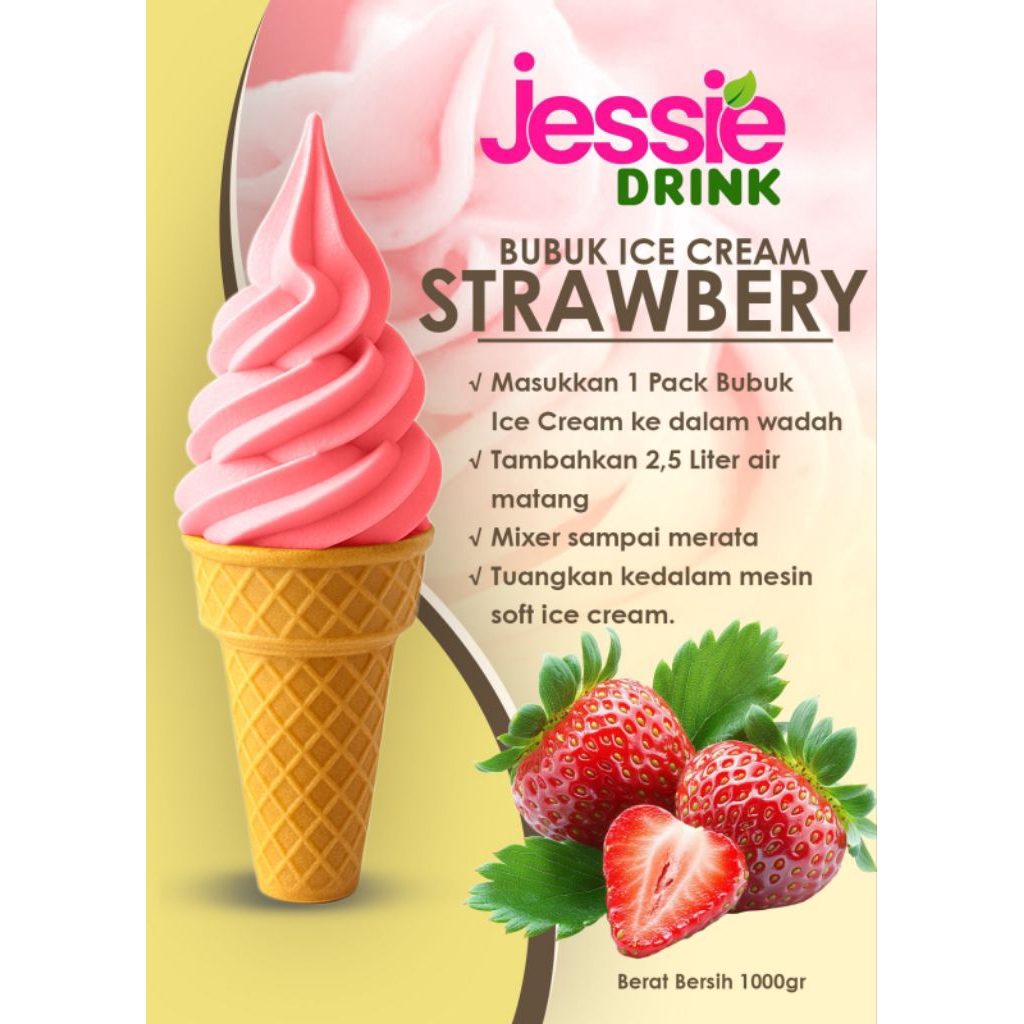 

Bubuk Soft Ice Cream Strawberry 1kg Halal