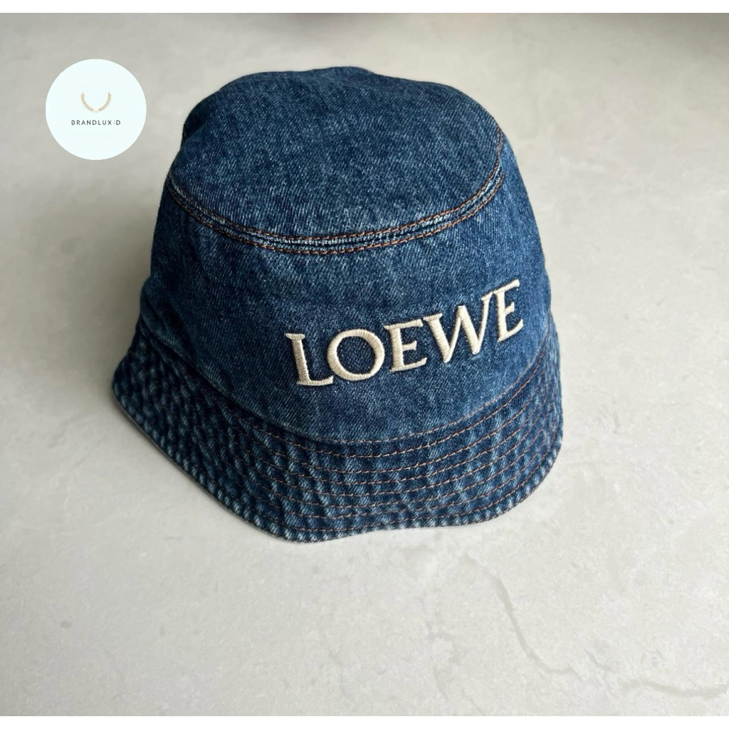 Loewe logo embroidery bucket hat in denim