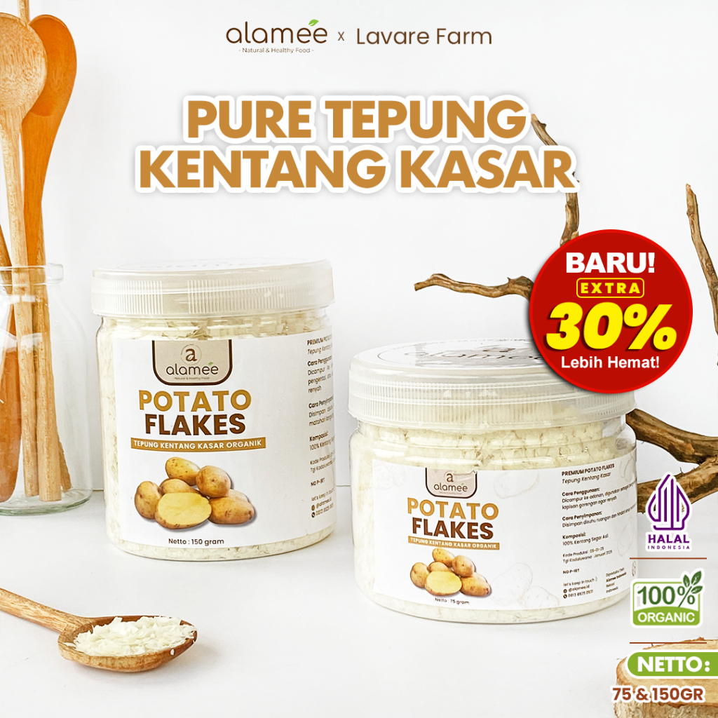 

ALAMEE Tepung Kentang Kasar Potato Flakes Flake Mashed Organik Serpih BUMA