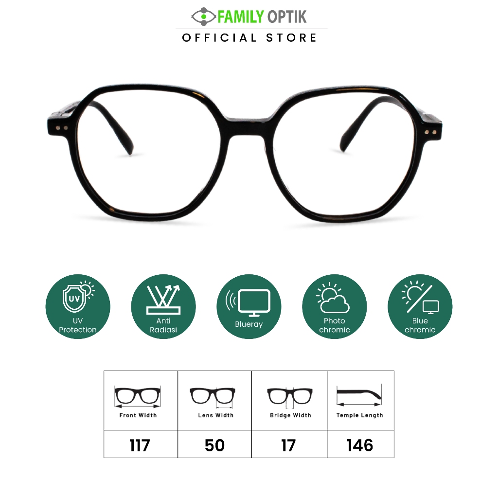 Family Optik - Kacamata Retro Blueray Photocromic Anti Radiasi 8204
