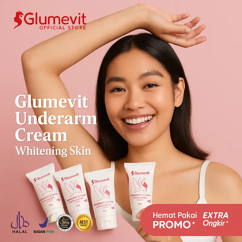 Glumevit Underarm Cream Pencerah Ketiak permanen - Hilangkan Flek Hitam, Bau Badan Anti iritasi BPOM