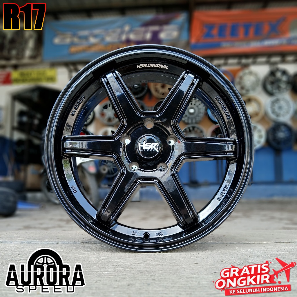 Velg racing mobil Innova Reborn,Accord,Xtrail,HRV ring 17 Pelek HSR MINAS R17 Hole 5x114 Black