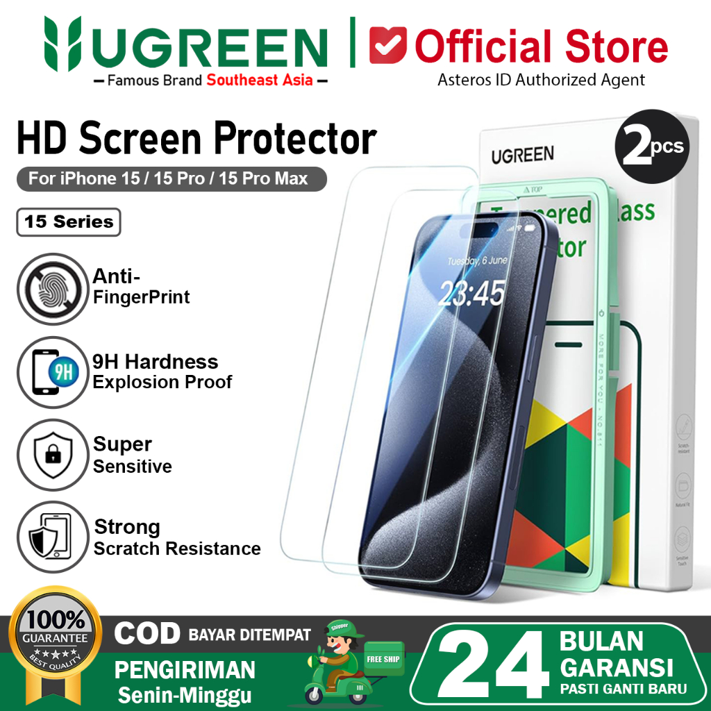 UGREEN Tempered Glass HD Screen Protector iPhone 15 15 Pro 15 Pro Max