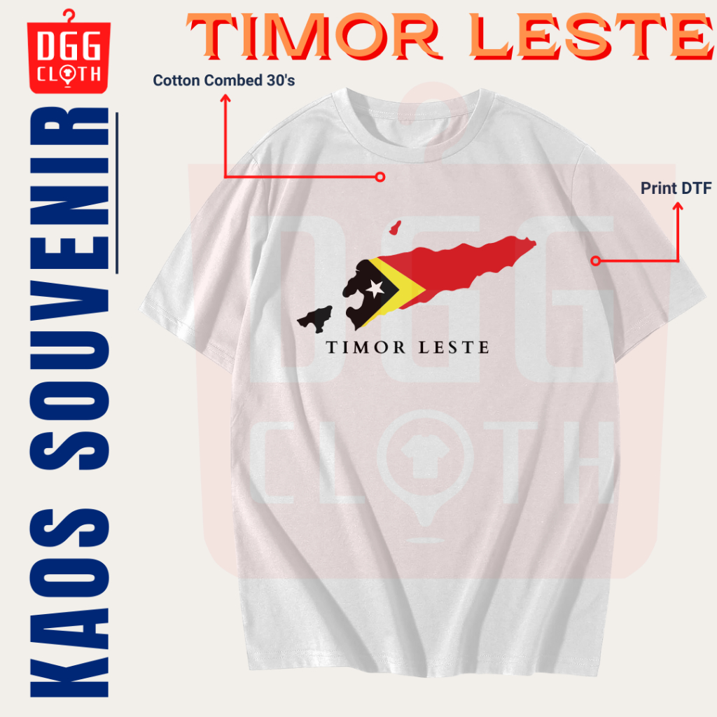 DGG Kaos Oleh-Oleh Timor Leste White Tshirt Baju Souvenir Dili City Dewasa Anak Type 2
