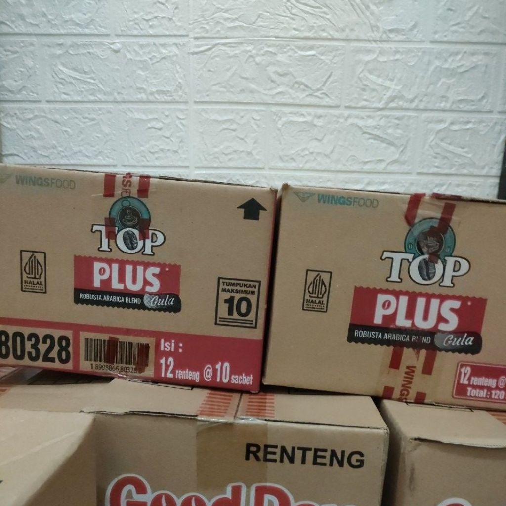 

kopi top plus gula 1 dus isi 12 renteng