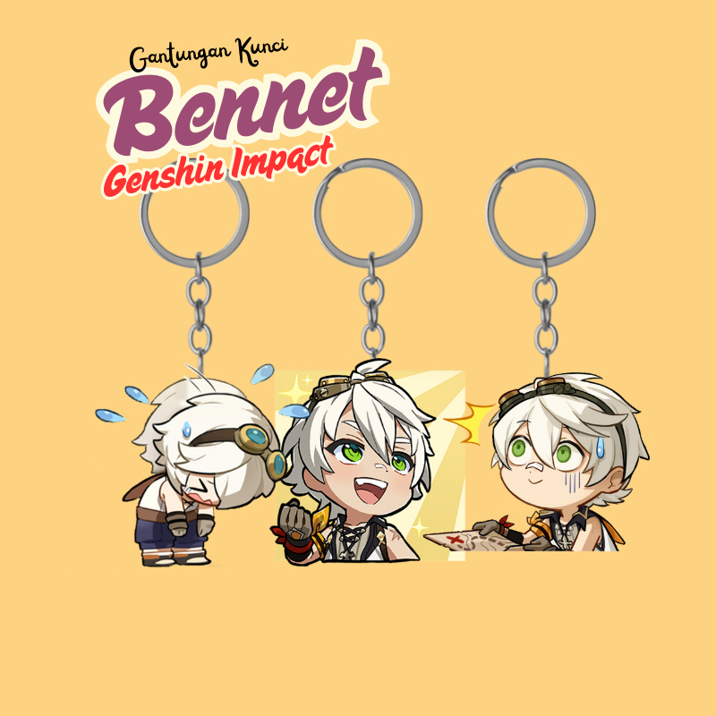 Ganci Bennet Genshin Impact | Gantungan Kunci Akrilik UV 2 Sisi Cutting Laser Premium Merch Keychain