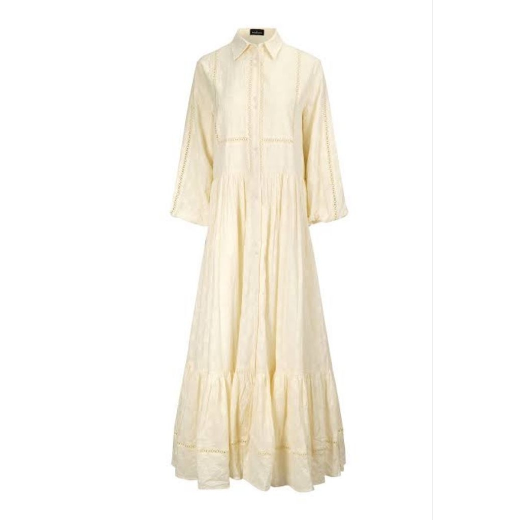 Buttonscarves Monogram Beverly Shirt Dress Cream sz XL