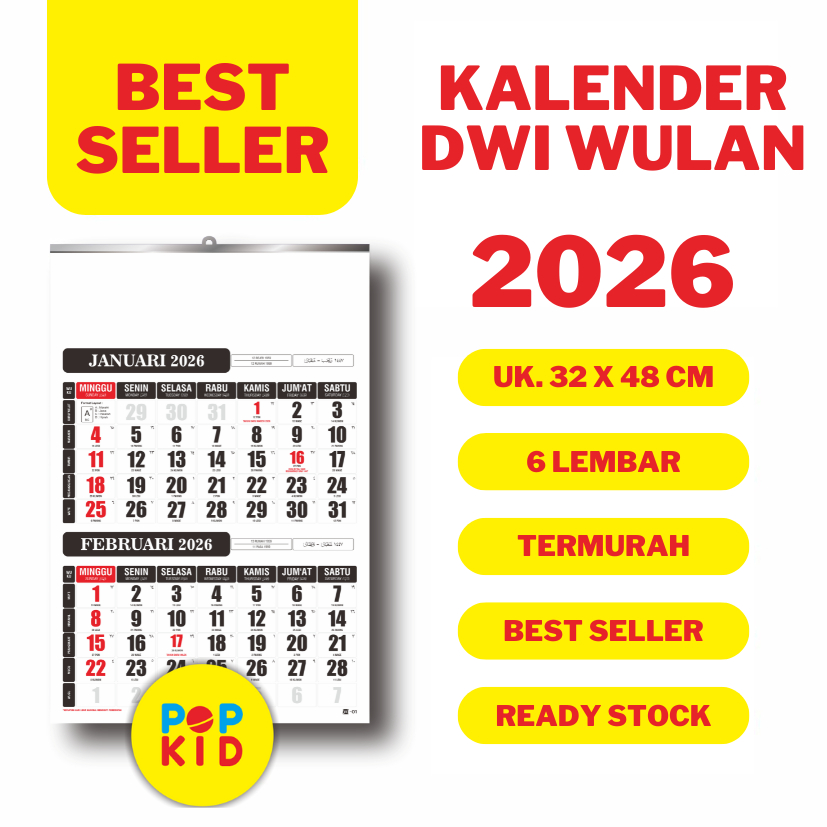 

TERLARIS KALENDER DINDING 2026 ISI 6 LEMBAR / DWI WULAN TERBARU
