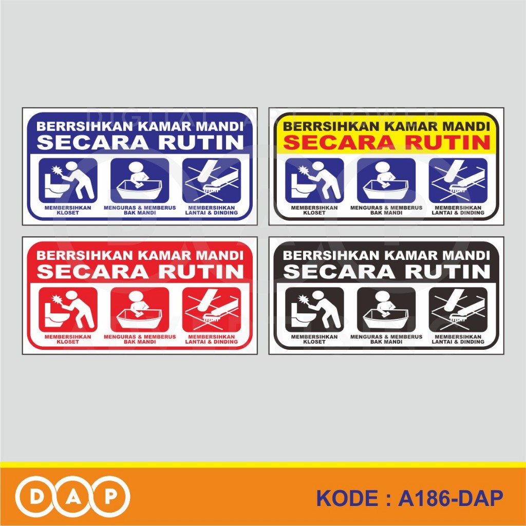 

A186 - Acrylic Sign, Stiker Akrilik Bersihkan Kamar Mandi Secara Rutin, Tahan Air, Bisa Custom