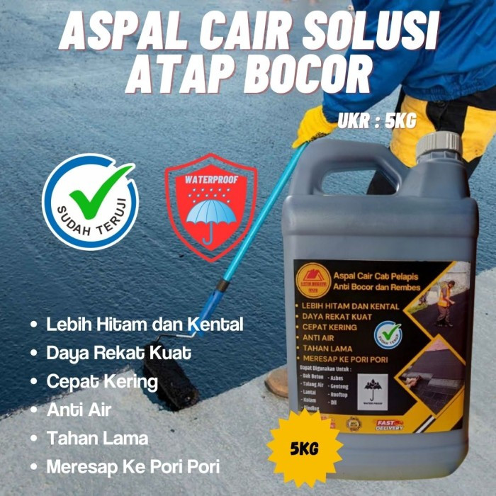 Aspal Cair 5kg – Aspal Emulsi Siap Pakai untuk Jalan Retak, Tambal Jalan Berlubang, Hotmix & Coldmix