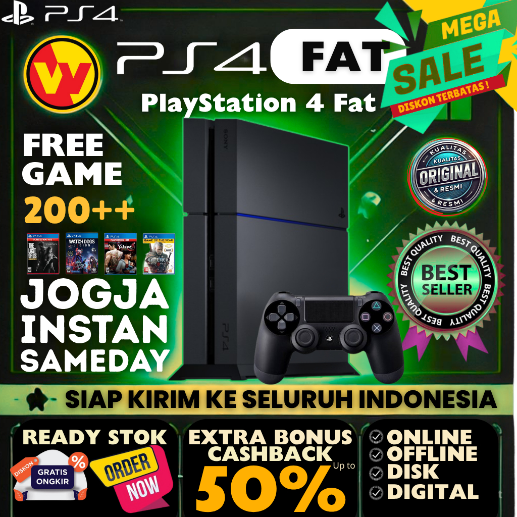 SONY PS4 FAT HEN ORIGINAL 2TB Playstation 4 Fat ORIGINAL HEN BONUS BANYAK GAMES HITS Firmware Terbar