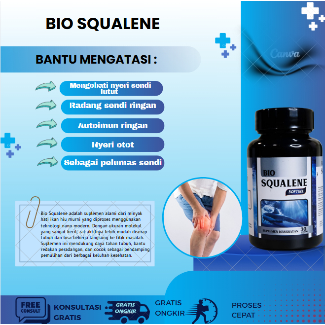 Atasi Masalah Sakit Sendi Bio Squalene Softgel - Sakit Lutut Pengapuran Tulang Pelumas Sendi Lutut K