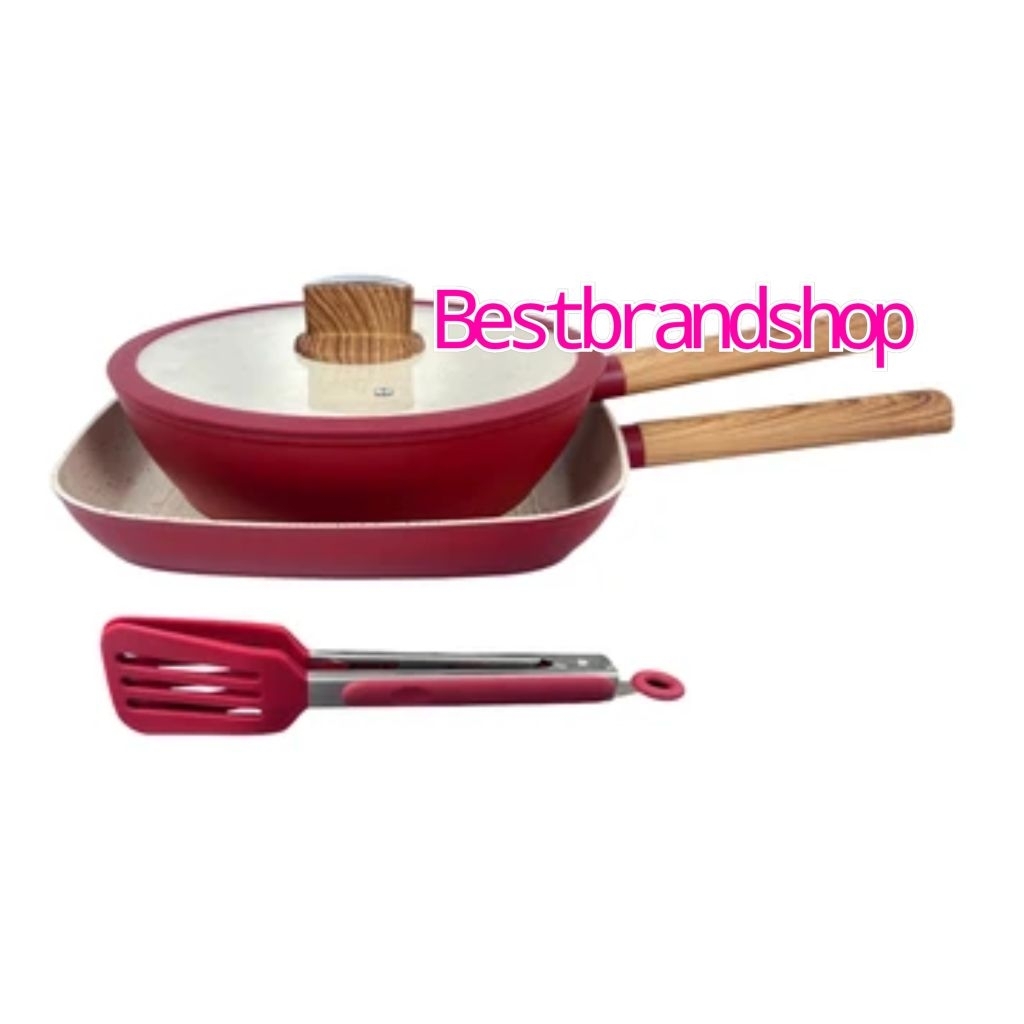 CULINART SET PERALATAN MASAK 4 PCS COOKWARE SET GRILL N SKILLET 26CM RED(4)