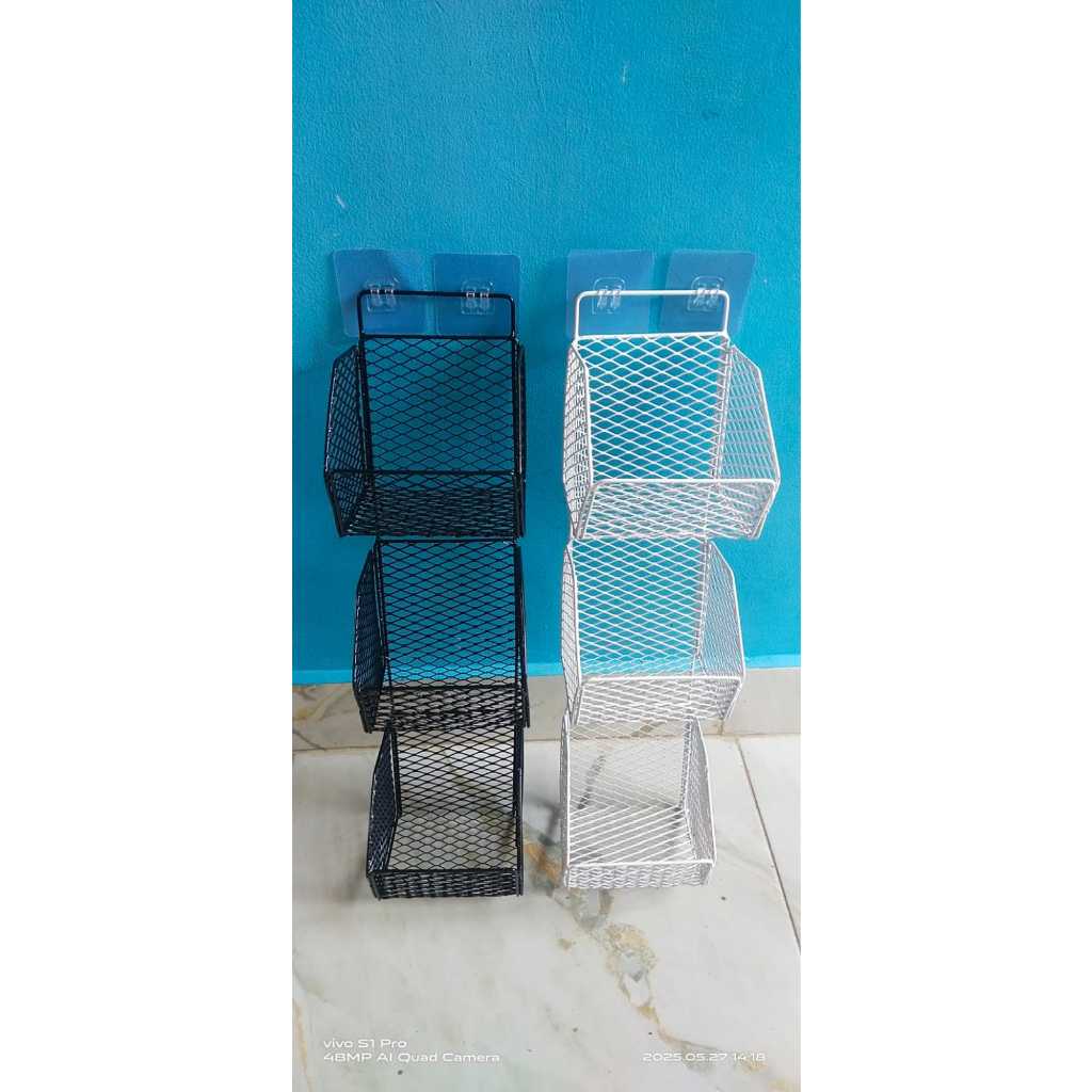 Terbaru Rak Keranjang Besi Susun 3,Rak Dapur Serbaguna,Rak Tempel Dinding Estatick