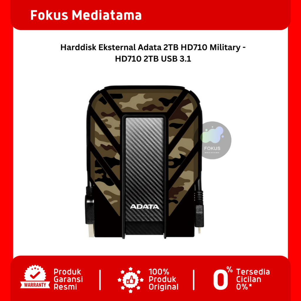 Harddisk Eksternal Adata 2TB HD710 Military - HD710 2TB USB 3.1