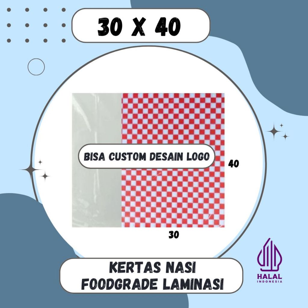Kertas Nasi Printing Isi 500 30x40 | Foodgrade | KFC | Paper Wrap | Burger | Packing Kebab laminasi