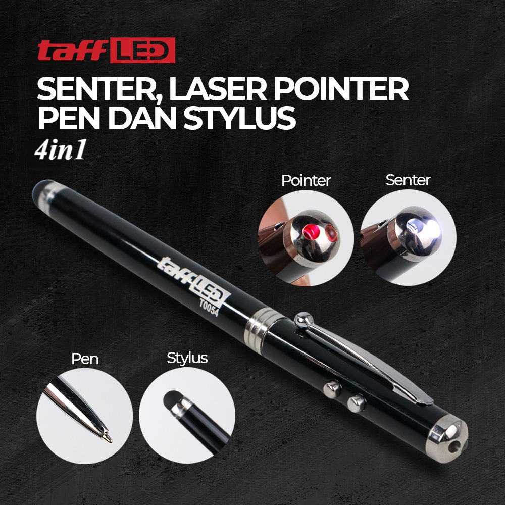 

TAFFLED PULPEN 4 IN 1 SENTER LASER POINTER PEN DAN STYLUS TINTA HITAM T0054