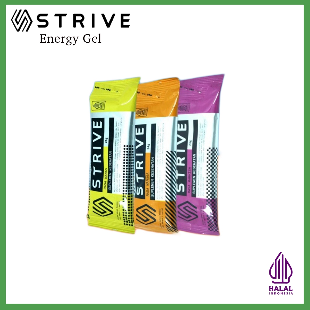 

Strive Energy Gel 24g / Suplemen Fitness Olahraga Lari BPOM halal