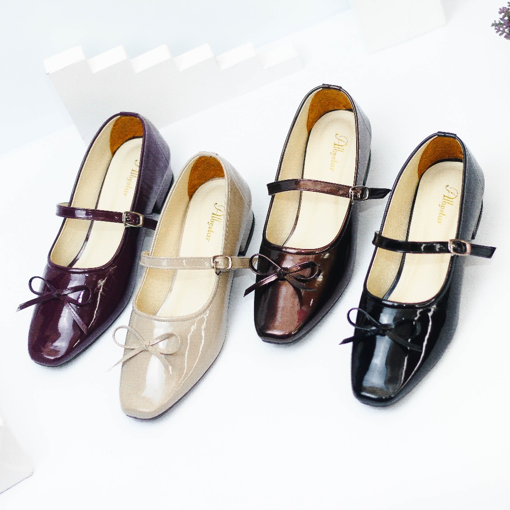 albystaroficial Sepatu Sandal Mules Wanita SHIREN Sandal Cantik 2cm Cm Motif Tali Pita Terlaris