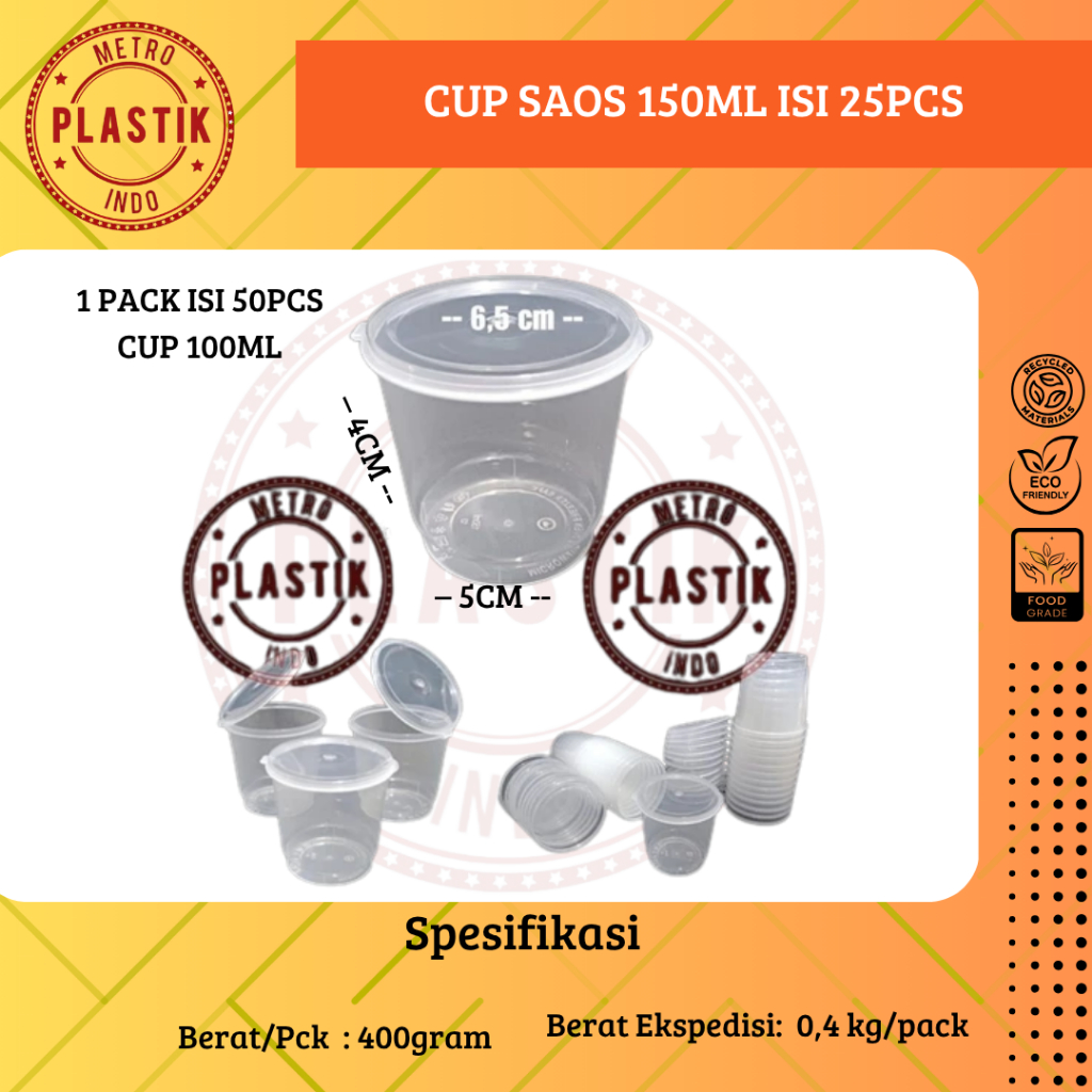 Thinwall Cup Merpati Puding 150ml Isi 25pcs / Cup Saos 150ml / Cup Sambel 150ml / Kotak Bulat Plasti