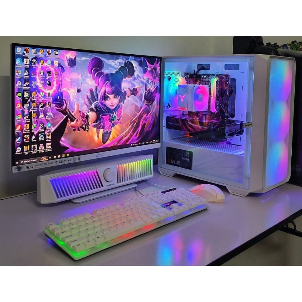 PC RAKITAN GAMING FULLSET AMD RYZEN 5 5600GT SSD 128GB FULLSET | LED 24 INC  KEYBOARD MOUSE GAMING