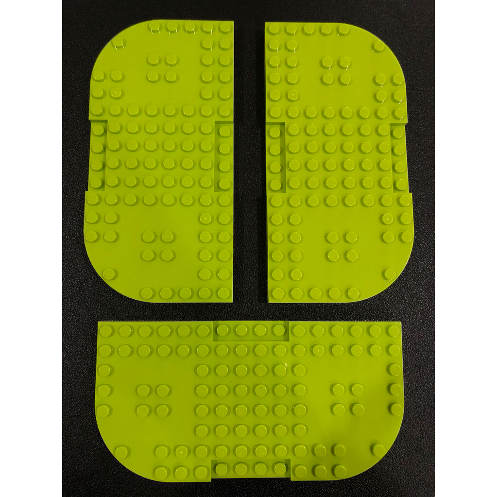 Lego Parts - 74166 - Lime, Brick Modified 8 x 16 x 2/3 with 1 x 4 Indentations and 2 Rounded Corners